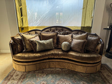 Load image into Gallery viewer, Marge Carson Natalia Sofa with Pillows Included in a Rich Mustard Gold Toned Upholstery
