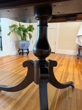 Load image into Gallery viewer, Old Colony Furniture Mahogany Pedestal Table with 8 Carved Sheaf Chairs - Sold as a Set
