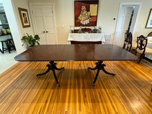 Load image into Gallery viewer, Old Colony Furniture Mahogany Pedestal Table with 8 Carved Sheaf Chairs - Sold as a Set
