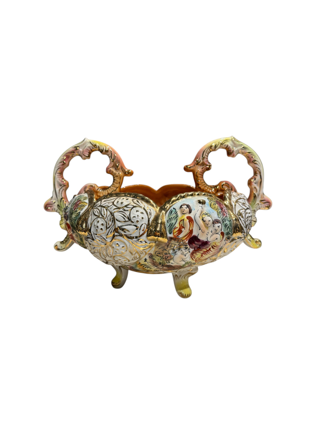 Hand Painted Capodimonte Porcelain Centerpiece, Decorative Bowl