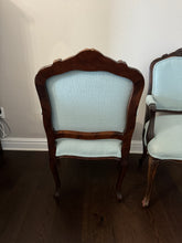 Load image into Gallery viewer, Antique Louis XV Style Carved Walnut Upholstered Arm Chairs - Set of Two
