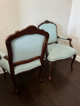 Load image into Gallery viewer, Antique Louis XV Style Carved Walnut Upholstered Arm Chairs - Set of Two
