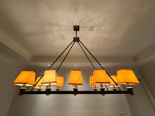 Load image into Gallery viewer, Contemporary Ten-Light Chandelier with Bronze Frame
