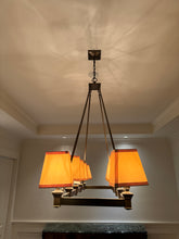 Load image into Gallery viewer, Contemporary Ten-Light Chandelier with Bronze Frame
