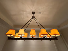 Load image into Gallery viewer, Contemporary Ten-Light Chandelier with Bronze Frame
