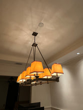 Load image into Gallery viewer, Contemporary Ten-Light Chandelier with Bronze Frame
