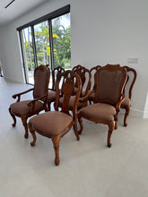 Load image into Gallery viewer, Thomasville Vintage British Gentry Burl Oak Dining Chairs - Set of 8
