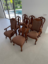 Load image into Gallery viewer, Thomasville Vintage British Gentry Burl Oak Dining Chairs - Set of 8
