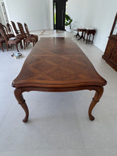 Load image into Gallery viewer, Thomasville Burl Oak British Gentry Collection Dining Table with Two Extension Leaves
