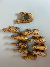 Load image into Gallery viewer, Vintage Hand Carved Wood Cheetah Print Napkin Rings - Set of 10
