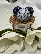 Load image into Gallery viewer, Vintage Blue and White Ceramic Porcelain Chinoiserie Balls, Orbs, Carpet Balls - Set of Three
