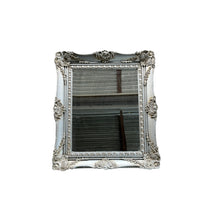 Load image into Gallery viewer, Ornate Silver Mirror - Medium Sized, Can be customized, Hangs horizontally or vertically
