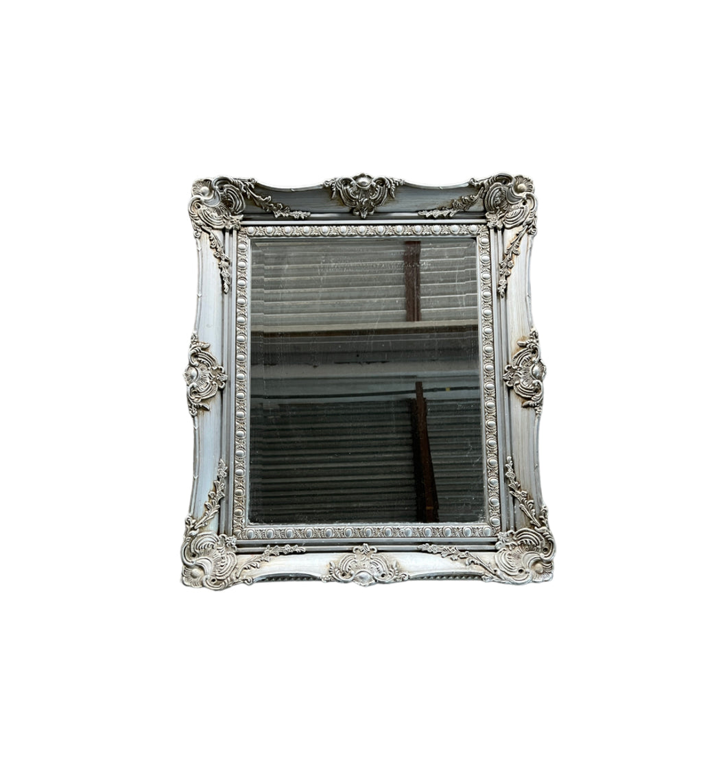 Ornate Silver Mirror - Medium Sized, Can be customized, Hangs horizontally or vertically