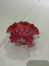 Load image into Gallery viewer, Vintage Fenton Cranberry Coin Dot Ruffle Edge Candy Dish Bowl
