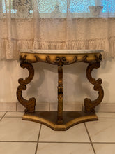 Load image into Gallery viewer, Antique Marble Top Demilune Accent Table
