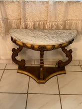Load image into Gallery viewer, Antique Marble Top Demilune Accent Table
