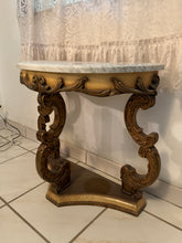 Load image into Gallery viewer, Antique Marble Top Demilune Accent Table
