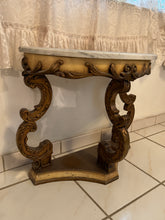 Load image into Gallery viewer, Antique Marble Top Demilune Accent Table
