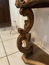 Load image into Gallery viewer, Antique Marble Top Demilune Accent Table
