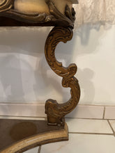 Load image into Gallery viewer, Antique Marble Top Demilune Accent Table

