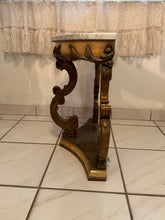 Load image into Gallery viewer, Antique Marble Top Demilune Accent Table
