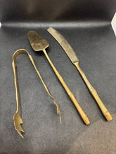 Load image into Gallery viewer, Vintage Brass Faux Bamboo Serving Set - Set of 3
