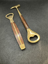 Load image into Gallery viewer, Vintage Brass Bar Set with Wood Handles, Bottle Opener and Ice Pick, Set of 2
