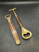 Load image into Gallery viewer, Vintage Brass Bar Set with Wood Handles, Bottle Opener and Ice Pick, Set of 2
