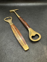 Load image into Gallery viewer, Vintage Brass Bar Set with Wood Handles, Bottle Opener and Ice Pick, Set of 2
