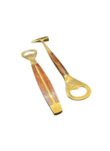 Load image into Gallery viewer, Vintage Brass Bar Set with Wood Handles, Bottle Opener and Ice Pick, Set of 2
