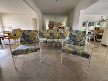 Load image into Gallery viewer, 1970s Palm Beach Regency Wrought Iron Patio Set - Sofa and 2 Arm Chairs
