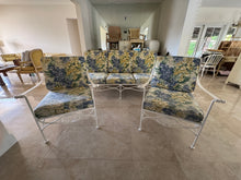 Load image into Gallery viewer, 1970s Palm Beach Regency Wrought Iron Patio Set - Sofa and 2 Arm Chairs
