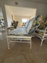 Load image into Gallery viewer, 1970s Palm Beach Regency Wrought Iron Patio Set - Sofa and 2 Arm Chairs
