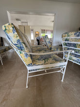 Load image into Gallery viewer, 1970s Palm Beach Regency Wrought Iron Patio Set - Sofa and 2 Arm Chairs
