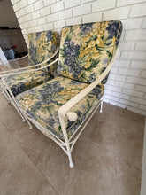 Load image into Gallery viewer, 1970s Palm Beach Regency Wrought Iron Patio Set - Sofa and 2 Arm Chairs
