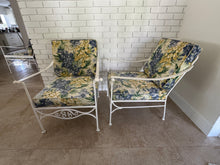 Load image into Gallery viewer, 1970s Palm Beach Regency Wrought Iron Patio Set - Sofa and 2 Arm Chairs
