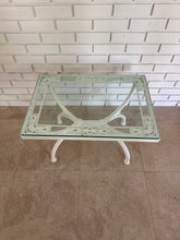 Load image into Gallery viewer, 1970s Painted Wrought Iron Indoor/Outdoor Coffee or Side Table with Glass Top
