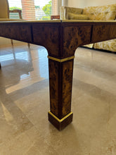 Load image into Gallery viewer, Vintage 1970s Milo Baughman Style Retro Square Coffee Table in Burlwood with Gold Accents
