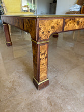 Load image into Gallery viewer, Vintage 1970s Milo Baughman Style Retro Square Coffee Table in Burlwood with Gold Accents

