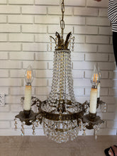 Load image into Gallery viewer, Antique French Empire Style Crystal and Gilt Brass Chandelier

