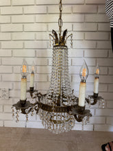Load image into Gallery viewer, Antique French Empire Style Crystal and Gilt Brass Chandelier
