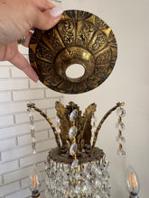 Load image into Gallery viewer, Antique French Empire Style Crystal and Gilt Brass Chandelier
