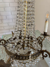 Load image into Gallery viewer, Antique French Empire Style Crystal and Gilt Brass Chandelier
