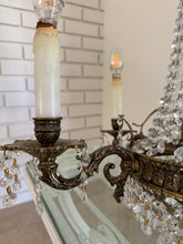 Load image into Gallery viewer, Antique French Empire Style Crystal and Gilt Brass Chandelier
