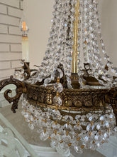 Load image into Gallery viewer, Antique French Empire Style Crystal and Gilt Brass Chandelier
