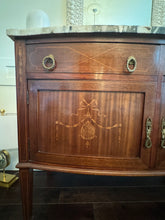 Load image into Gallery viewer, Antique French Louis XVI Demilune Mahogany  Calacatta Viola Marble Top Buffet Sideboard Credenza
