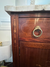 Load image into Gallery viewer, Antique French Louis XVI Demilune Mahogany  Calacatta Viola Marble Top Buffet Sideboard Credenza
