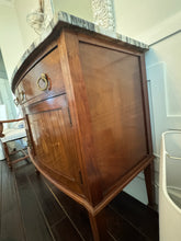Load image into Gallery viewer, Antique French Louis XVI Demilune Mahogany  Calacatta Viola Marble Top Buffet Sideboard Credenza

