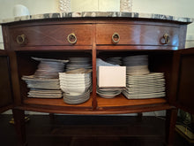 Load image into Gallery viewer, Antique French Louis XVI Demilune Mahogany  Calacatta Viola Marble Top Buffet Sideboard Credenza
