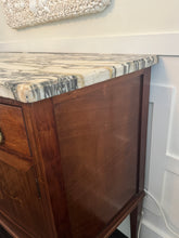 Load image into Gallery viewer, Antique French Louis XVI Demilune Mahogany  Calacatta Viola Marble Top Buffet Sideboard Credenza
